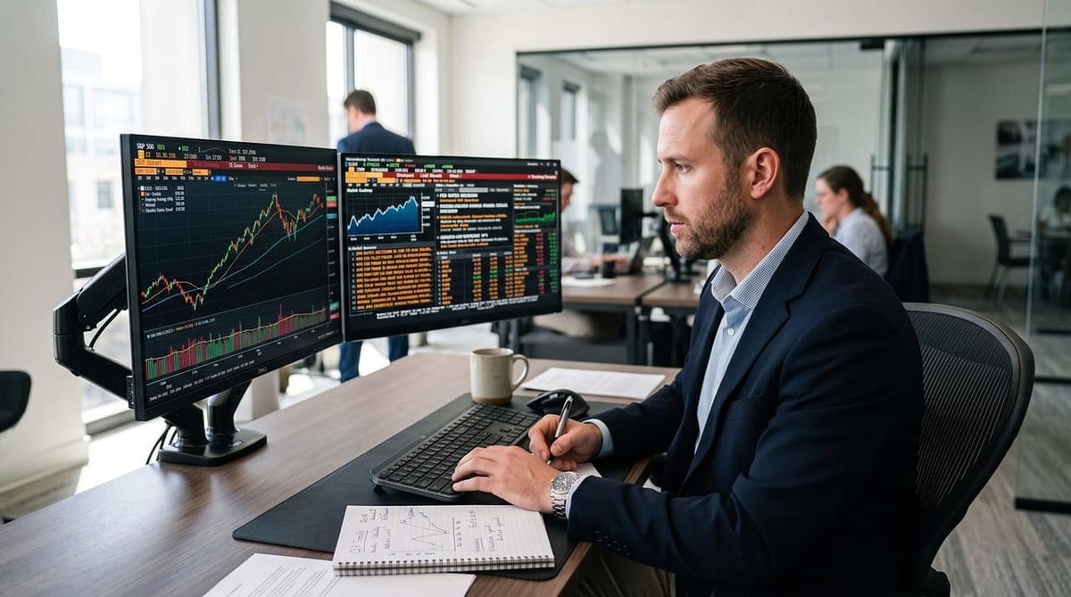 Un analyste devant deux écrans de cours de Bourse